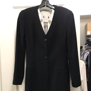Black Wool Crepe Jacket with option fur trim